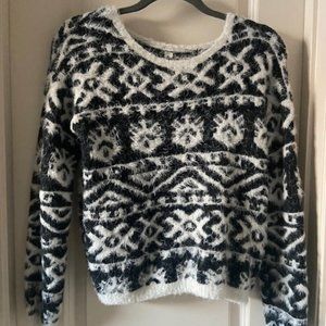 Fluffy patterned sweater